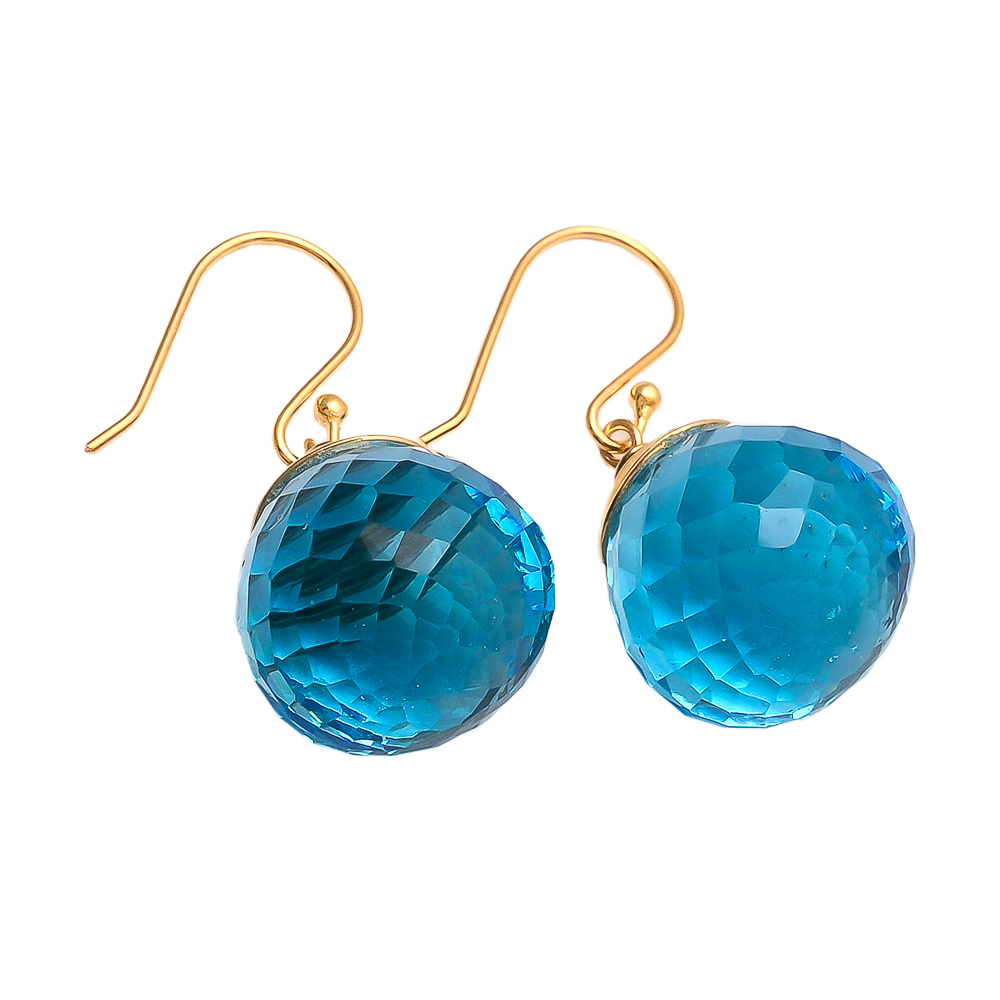 925 Sterling Silver Earring - Handmade Onion Faceted Moonstone Gemstone, Available In All Natural Colors