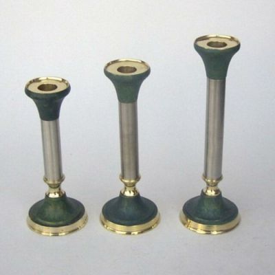 Brass Black Candle Stick Holder Set Of Three - Small, Medium, Large | Elegant Black & Golden Design For Home Decoration, Ideal For Living Room & Dining Room