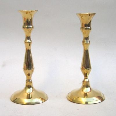 Solid Brass Candle Holder Pair