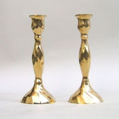 Solid Brass Candle Holder Pair