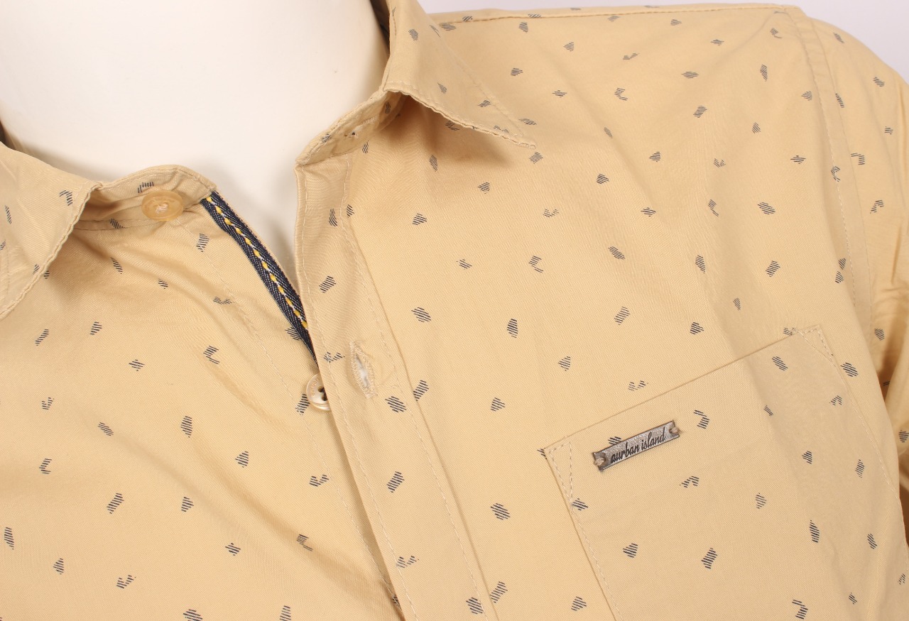 Printed Shirt - Cotton, Sizes: M, L, Xl, Xxl, Color: Sky Blue | Features: Classic Collar, Full Sleeves, Pattern: Printed, Suitable For Rainy Season, Male