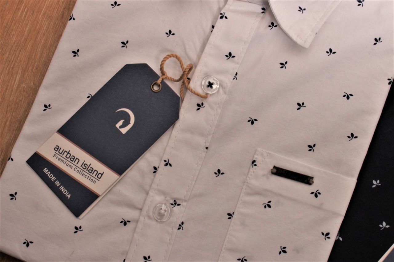 Printed Shirt - Cotton, Sizes: M, L, Xl, Xxl, Color: Sky Blue | Features: Classic Collar, Full Sleeves, Pattern: Printed, Suitable For Rainy Season, Male