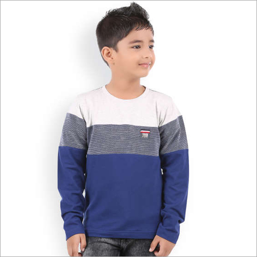 Kids Full Sleeve T-Shirt - Cotton, Sizes S, M, L | Lightweight, Wrinkle-Protected Fabric, Trendy Round Neck Design for Boys Up to 10 Years