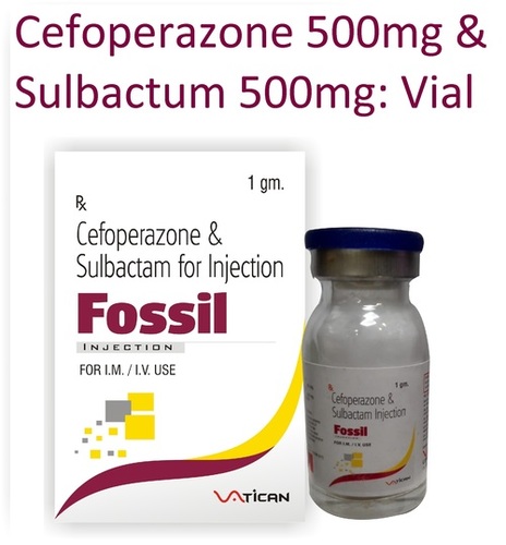 Fossil-1 Gm Injection Ingredients: Cefoperazone 500 Mg +Sulbactum 500 Mg Inj
