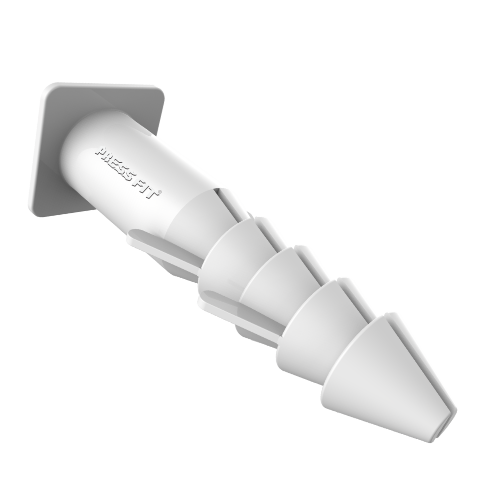 Pressfit Wall Plug - Plastic Inserts , White - Various Shapes, Sizes, Expands For Grip, Quick Installation For Heavy Load Applications