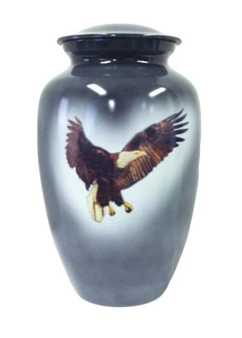 Shiny Black Fearless Old Glory Cremation Urn- New