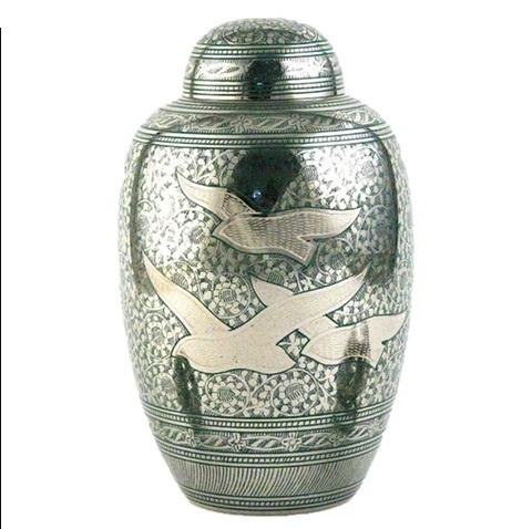 Shiny Black Fearless Old Glory Cremation Urn- New