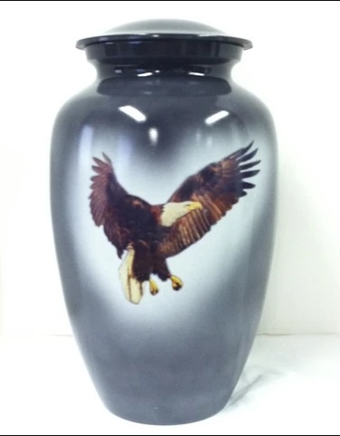 Shiny Black Fearless Old Glory Cremation Urn- New