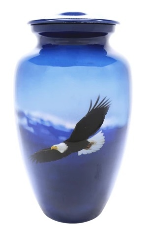 Shiny Black Fearless Old Glory Cremation Urn- New
