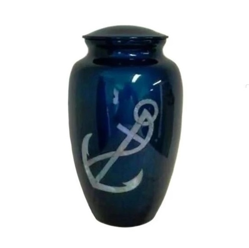 ब्लू मदर ऑफ़ पर्ल एंकर श्मशान कलश- नया