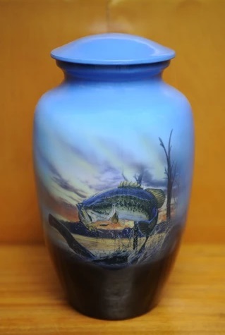 Blue Mother Of Pearl Anchor Cremation Urn- New