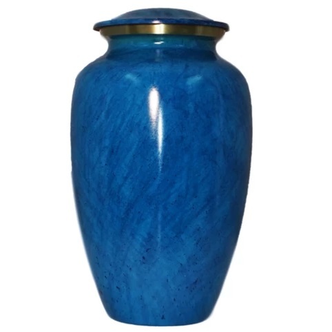 Blue Mother Of Pearl Anchor Cremation Urn- New