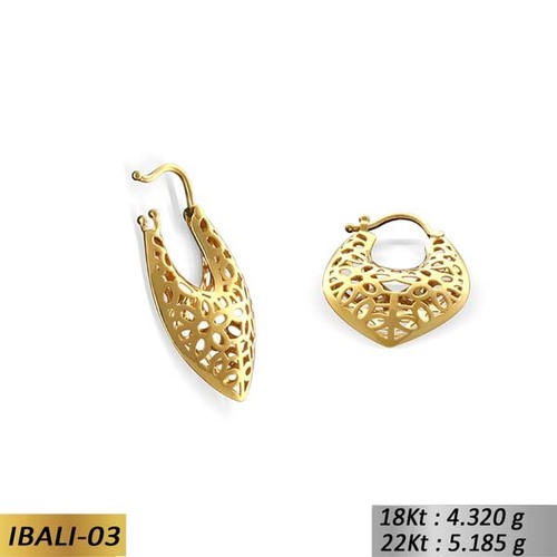 Italian Gold Bali - 18 kt Rose Gold Earrings , Fine Jewelry Set Weighing 4.320 g