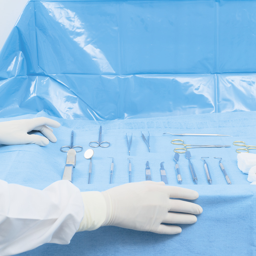 Poly Drape Sheet - 150g Medical Grade Polypropylene | Sterile Waterproof, 100x100cm Size, Available In Blue, Green, White, Transparent Colors