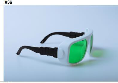Absorption Laser Protective Glasses - Optical Density 3+ For Red Lasers, Green Color Finish | Ce En207 Compliance, Transmittance 37%