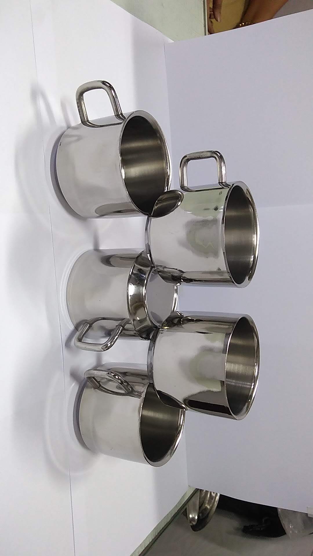 Ss Plain Mug - 202 Food-grade Stainless Steel, Mirror Surface Finish | Round Cup Set, Durable Metal Build