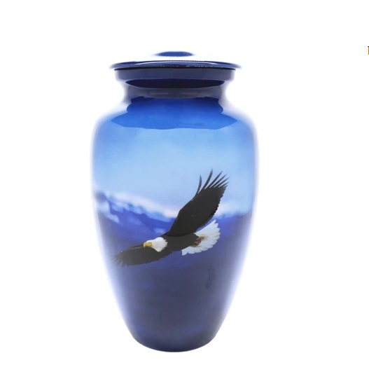 Deep Blue Violet Butterflies Cremation Urn- New