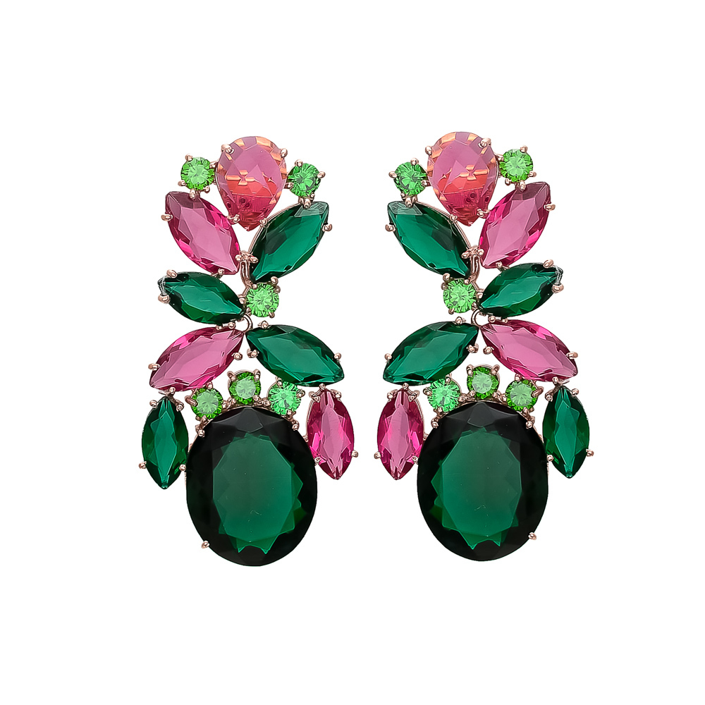 Multi Gemstone Earrings - 925 Sterling Silver, Handmade Oval-shaped Design With Faceted Multi-color Natural Stones