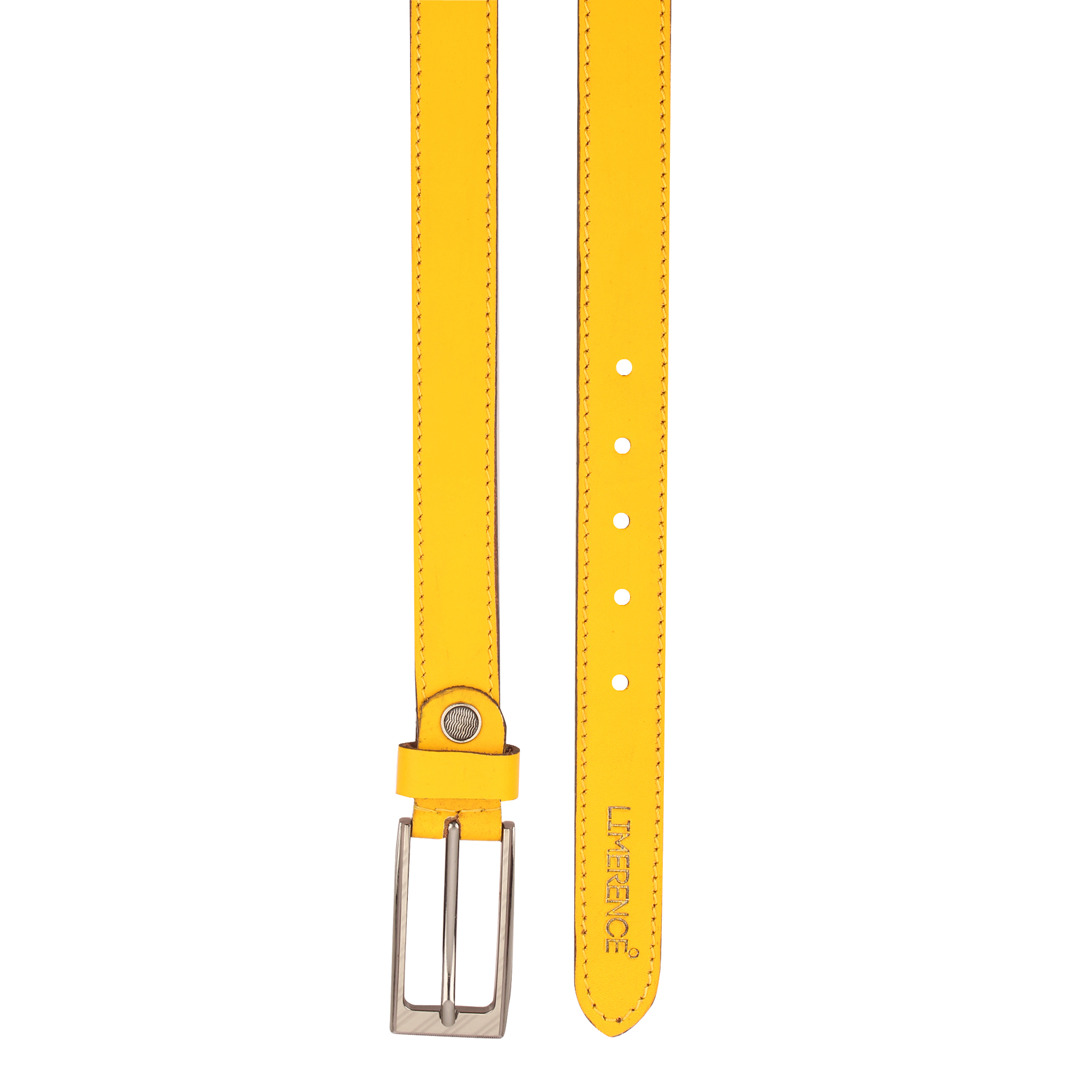 Genuine Leather Belt - 1.5 Inches Wide, 38-42 Inches Long | Yellow Color, Metal Pin Buckle, Easy Care Wipe Clean