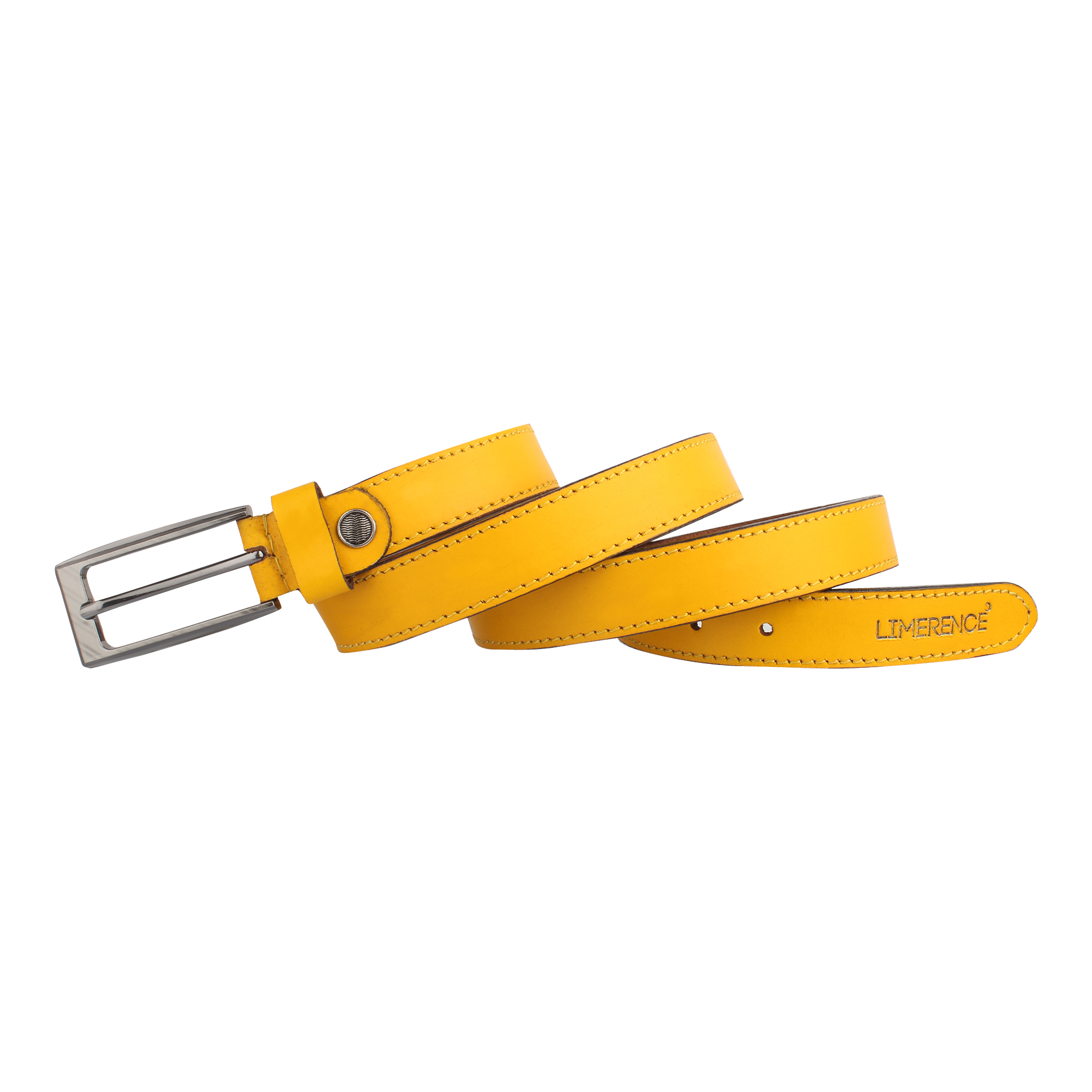 Genuine Leather Belt - 1.5 Inches Wide, 38-42 Inches Long | Yellow Color, Metal Pin Buckle, Easy Care Wipe Clean