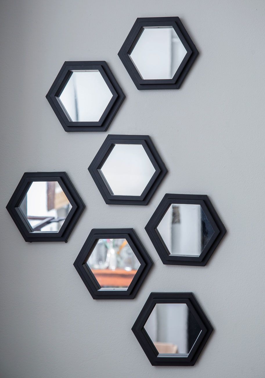 Wall Mirror Set - Hand Building Round Black, Small Medium Large | Classical Modern Hanging Decorative Indoor