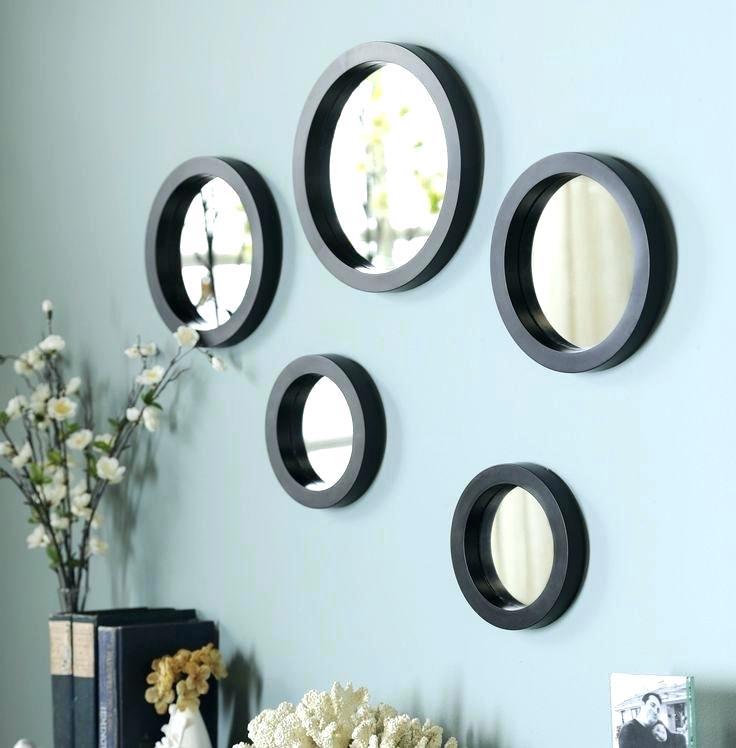 Wall Mirror Set - Hand Building Round Black, Small Medium Large | Classical Modern Hanging Decorative Indoor