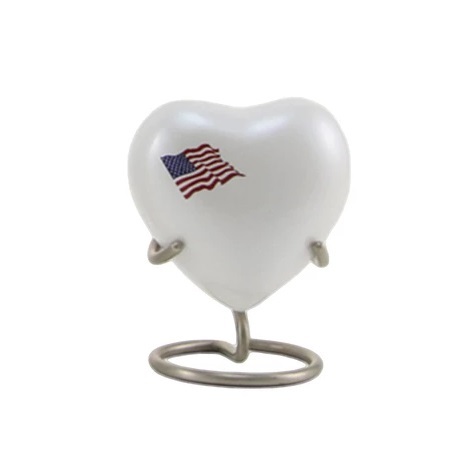 Painting White Classic Flag Cremation Urn-new