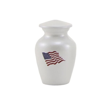 Painting White Classic Flag Cremation Urn-new