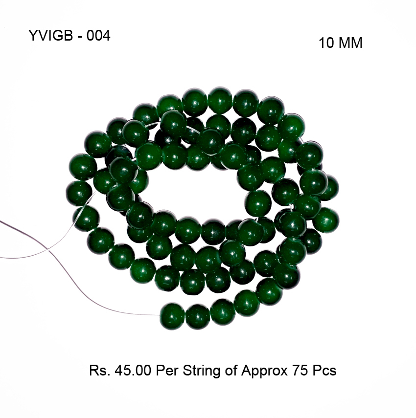 Colour Round Glass Beads - 10 Mm, Mixed Colour, Hand-dyed Polished Finish, Glass Material