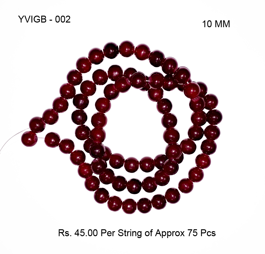 Colour Round Glass Beads - 10 Mm, Mixed Colour, Hand-dyed Polished Finish, Glass Material