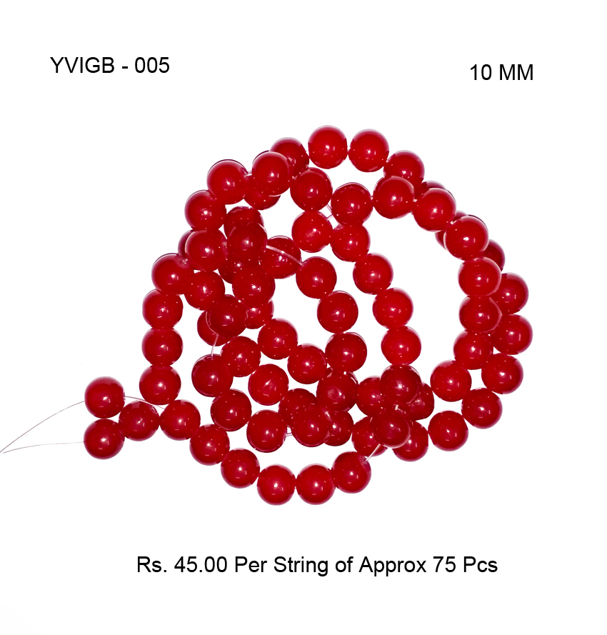 Colour Round Glass Beads - 10 Mm, Mixed Colour, Hand-dyed Polished Finish, Glass Material