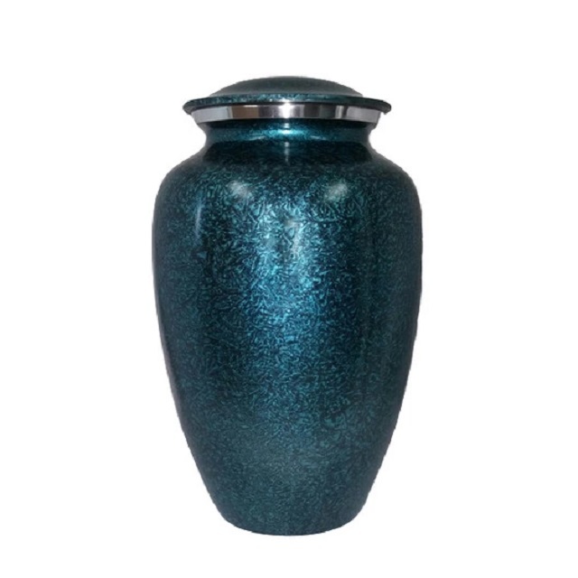 Black Specked Steel Gray Adult Cremation Urn- New