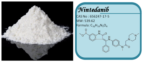 Nintedanib (Bibf 1120) Cas 656247-17-5 Chemical Name: Methyl (3Z)-3-[[4-[Methyl-[2-(4-Methylpiperazin-1-Yl)Acetyl]Amino]Anilino]-Phenylmethylidene]-2-Oxo-1H-Indole-6-Carboxylate