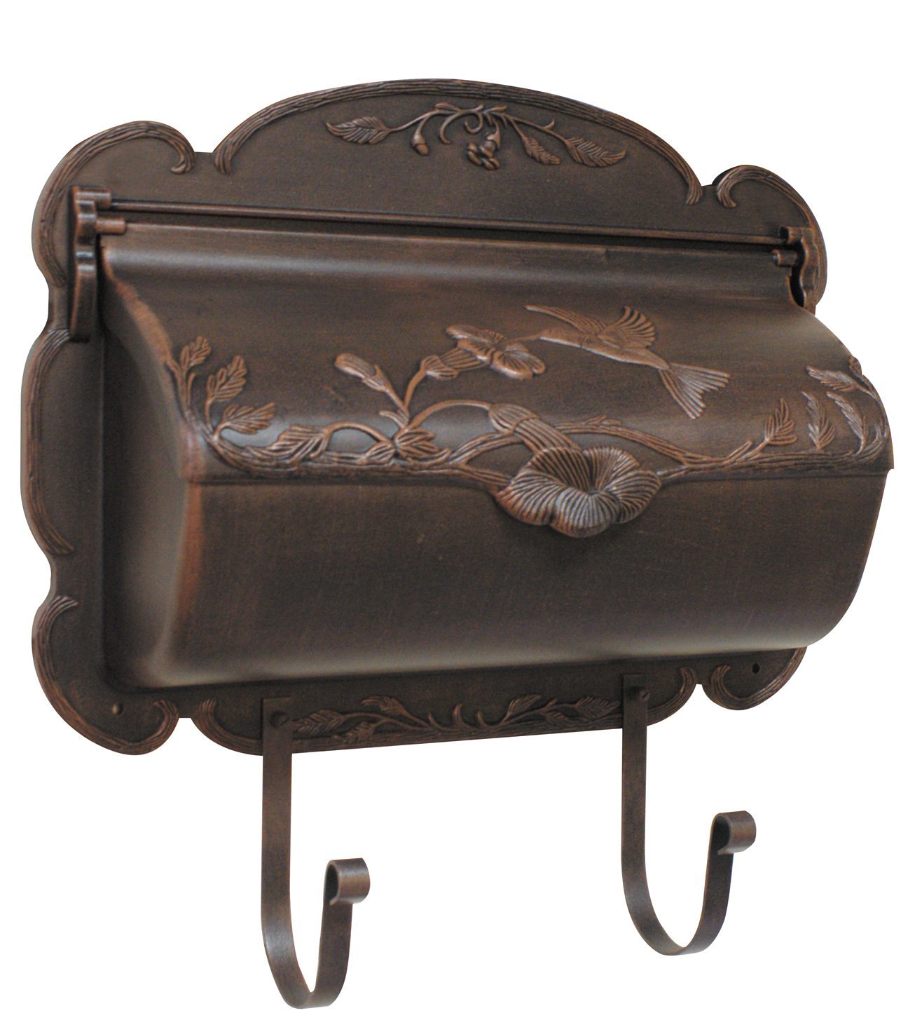 Horizontal Mailbox - Cast Aluminium, 17x5x12.8 Inches | Decorative Bronze Finish, Classical & Modern Style, Outdoor Hanging Design