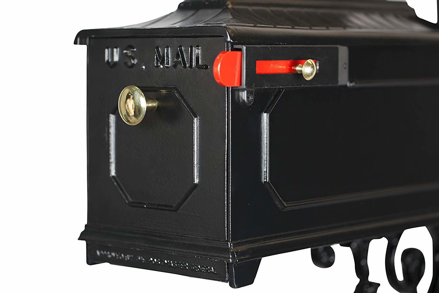 Black Rust Resistant Iron Mailbox - Double Walled Polymer, Medium Size, Black, Vintage Victoria Design