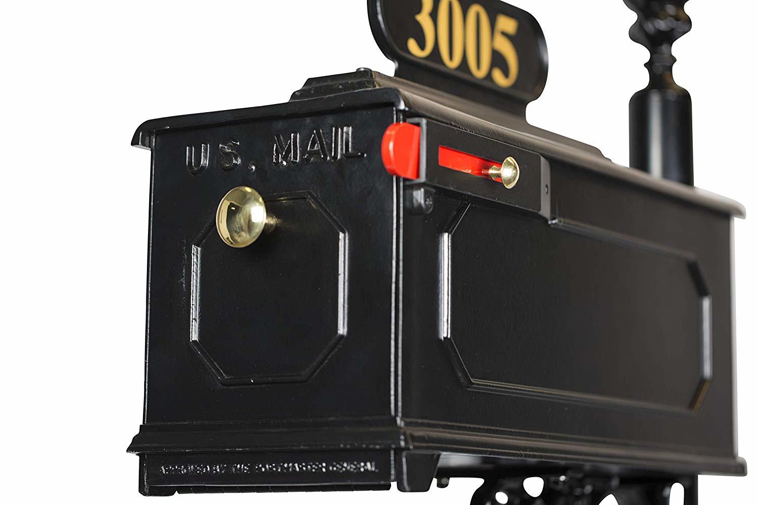 Black Rust Resistant Iron Mailbox - Double Walled Polymer, Medium Size, Black, Vintage Victoria Design