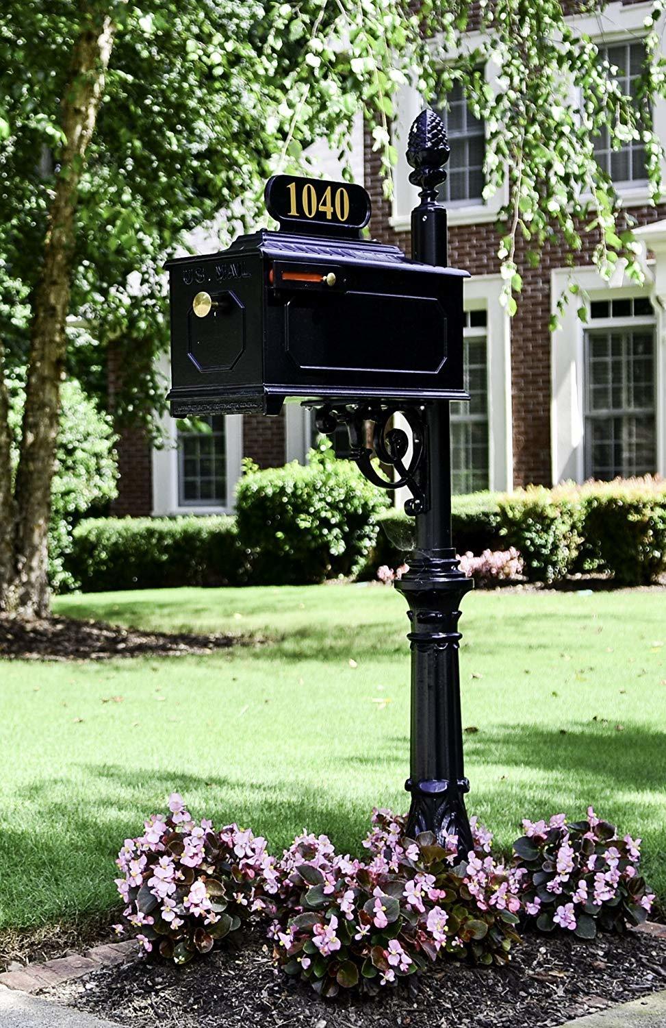 Black Rust Resistant Iron Mailbox - Double Walled Polymer, Medium Size, Black, Vintage Victoria Design