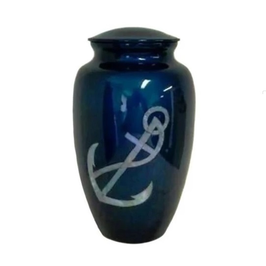 Silver "Our Hero - Navy" Cremation Urn-new