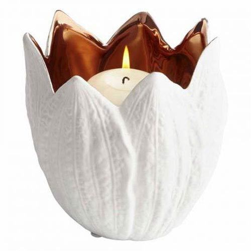 Flower Shape White Votive Candle Holders Design Type: Hand Building