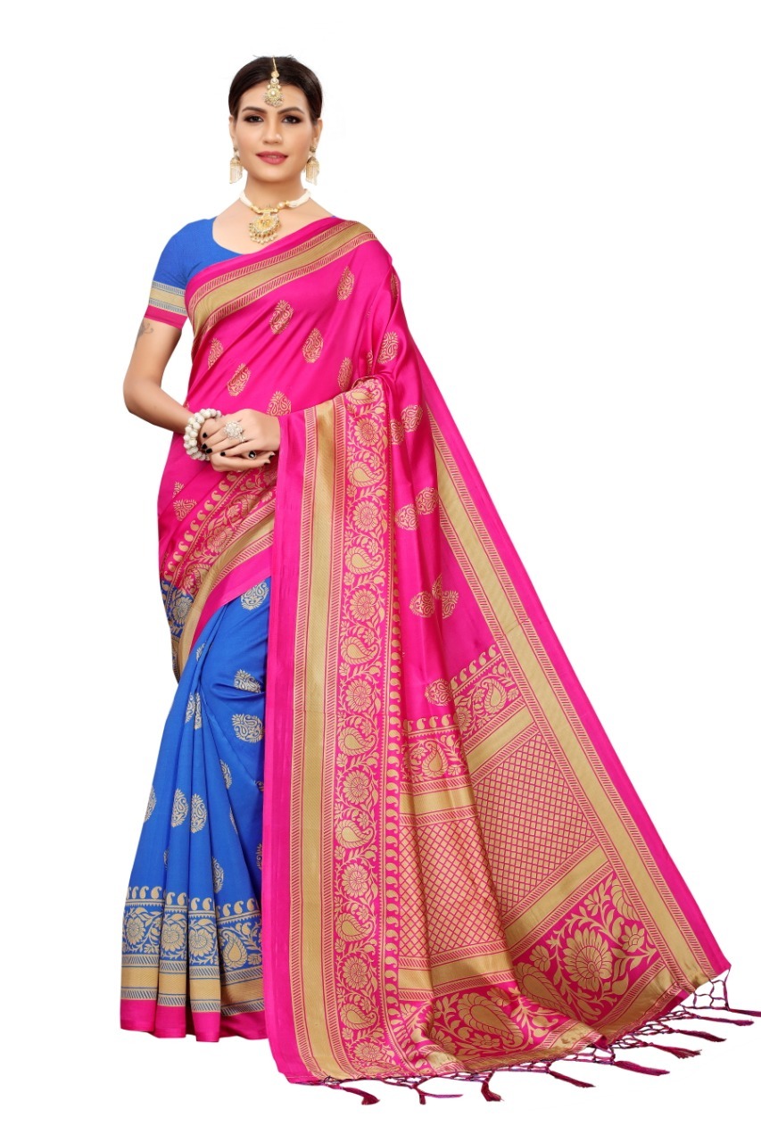 Banarasi Art Silk Saree With Jhalar (Tessals)