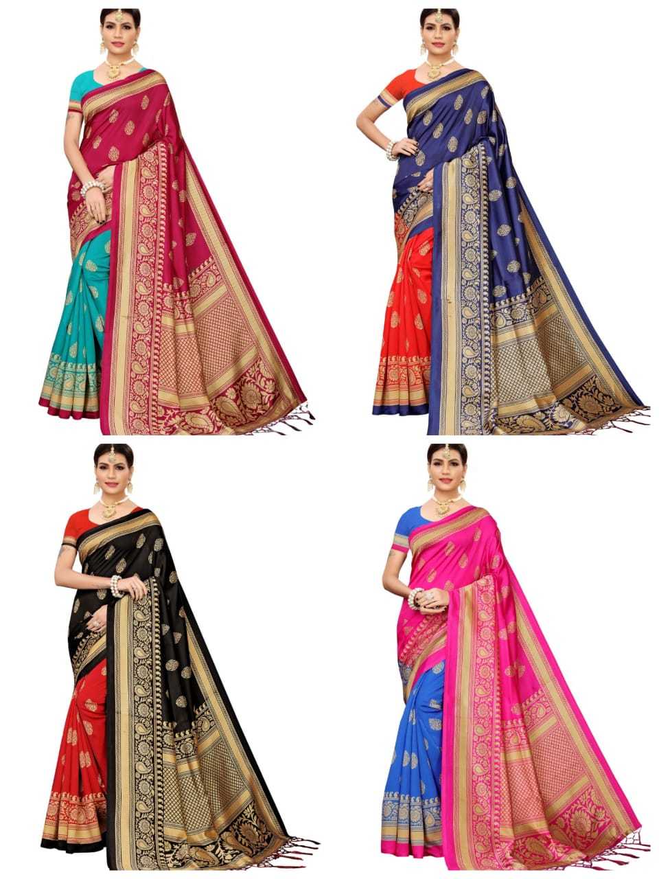 Banarasi Art Silk Saree With Jhalar (Tessals)