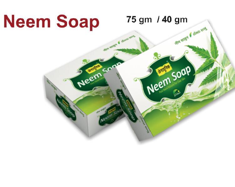 Neem Soap - Solid Cube, 40 Gm & 75 Gm | Green Color, Neem Fragrance, Moisture 5%, Prevents Skin Infections, Skin-friendly Formula