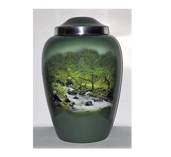 Green Themed Fishing Cremation Urn-new
