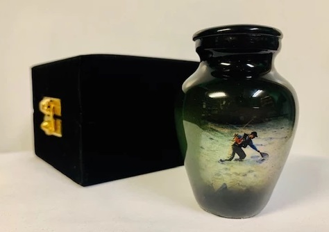 Green Themed Fishing Cremation Urn-new