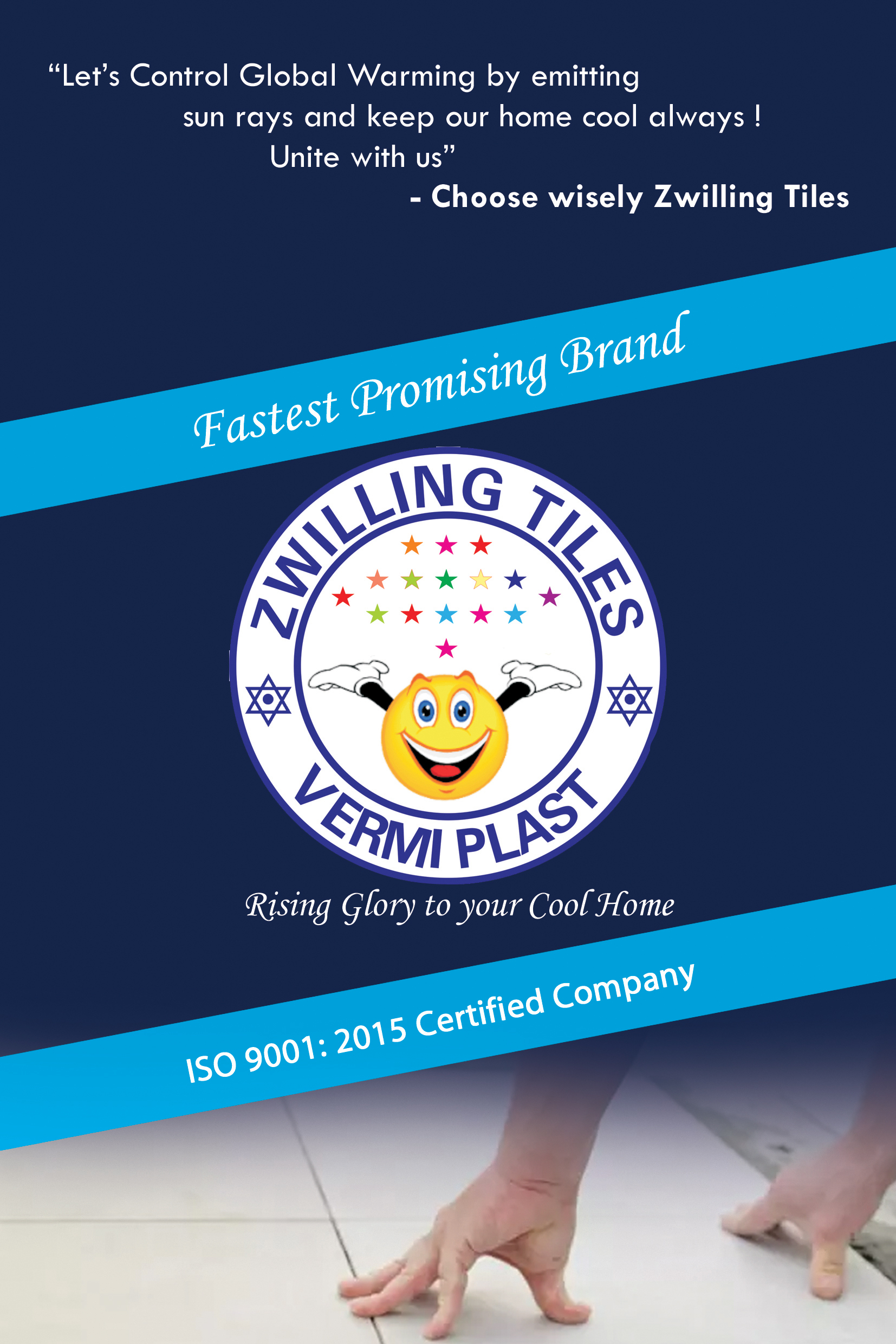 Lime Stone Roof Tile - Perlite Material, 10x10 Inches, White Color, 15mm Thickness | Antibacterial, Heat Insulation, High Flexural Strength, Green Building Technology