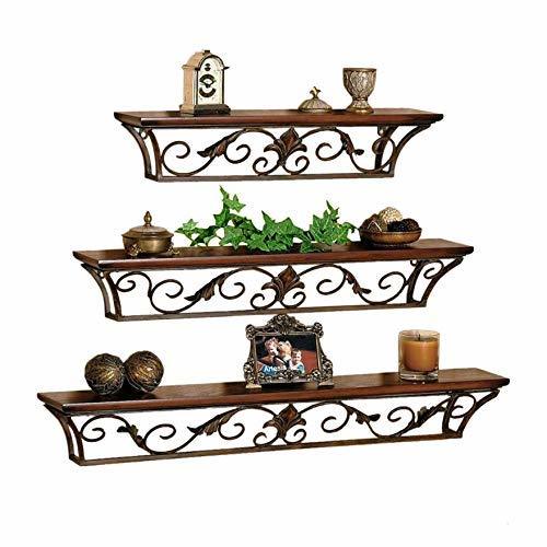 Wooden Iron Wall Shelf Wall Bracket Floating Wall Shelves Set Of 3