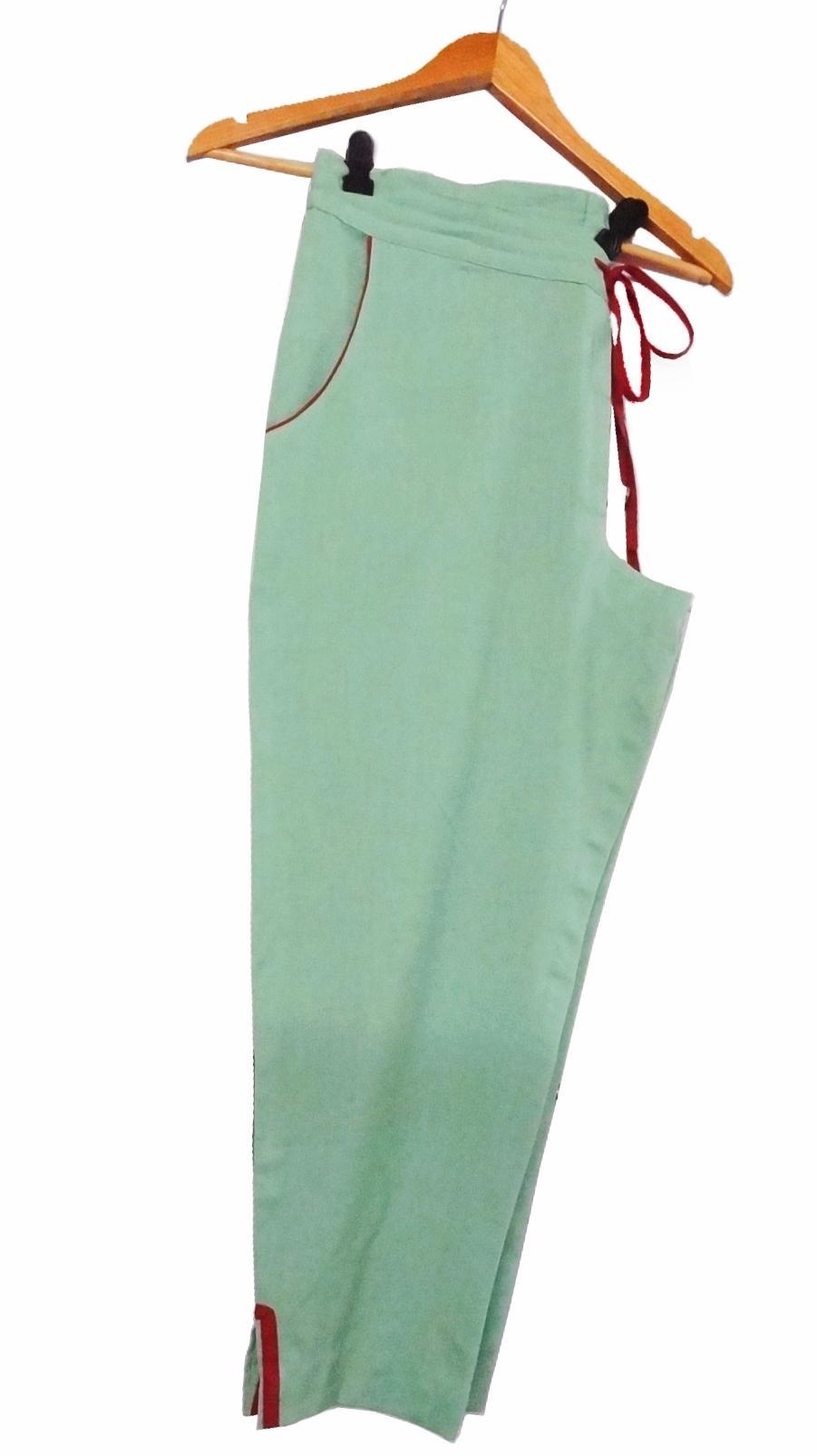 Cotton Trouser - Green, Tapered Fit With Drawstring Waist And Ankle Length, Featuring Front Pockets