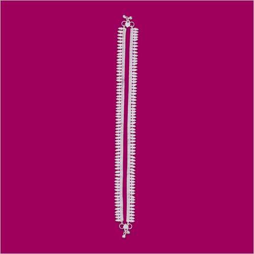 Ladies Anklets - Alloy Material, Adjustable Sizes Available, Silver Polish With Black Stone , Lightweight And Comfortable For Special Occasions