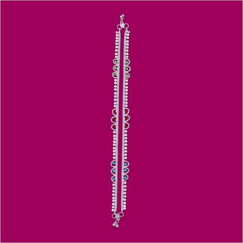 Silver Plated Anklets - Alloy Material, Colorful Stone Detailing, Lightweight Design, Skin Friendly, Durable And Maintenance Free