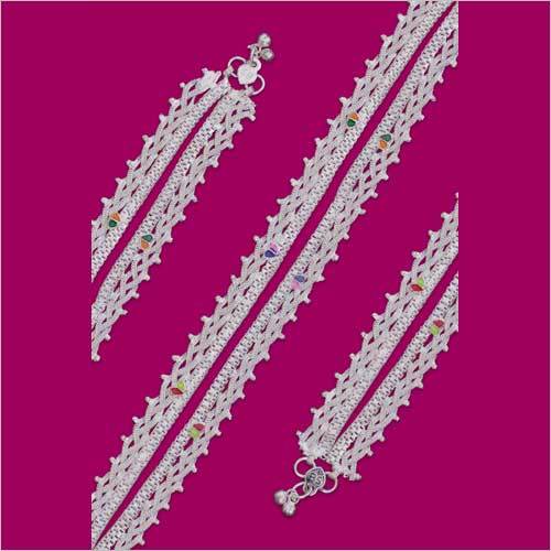 Sadak Choti Rawa Anklet - Alloy, Silver Polish With Black Stone, Melodious Sound | Enhances Beauty And Aids Lymph Activation